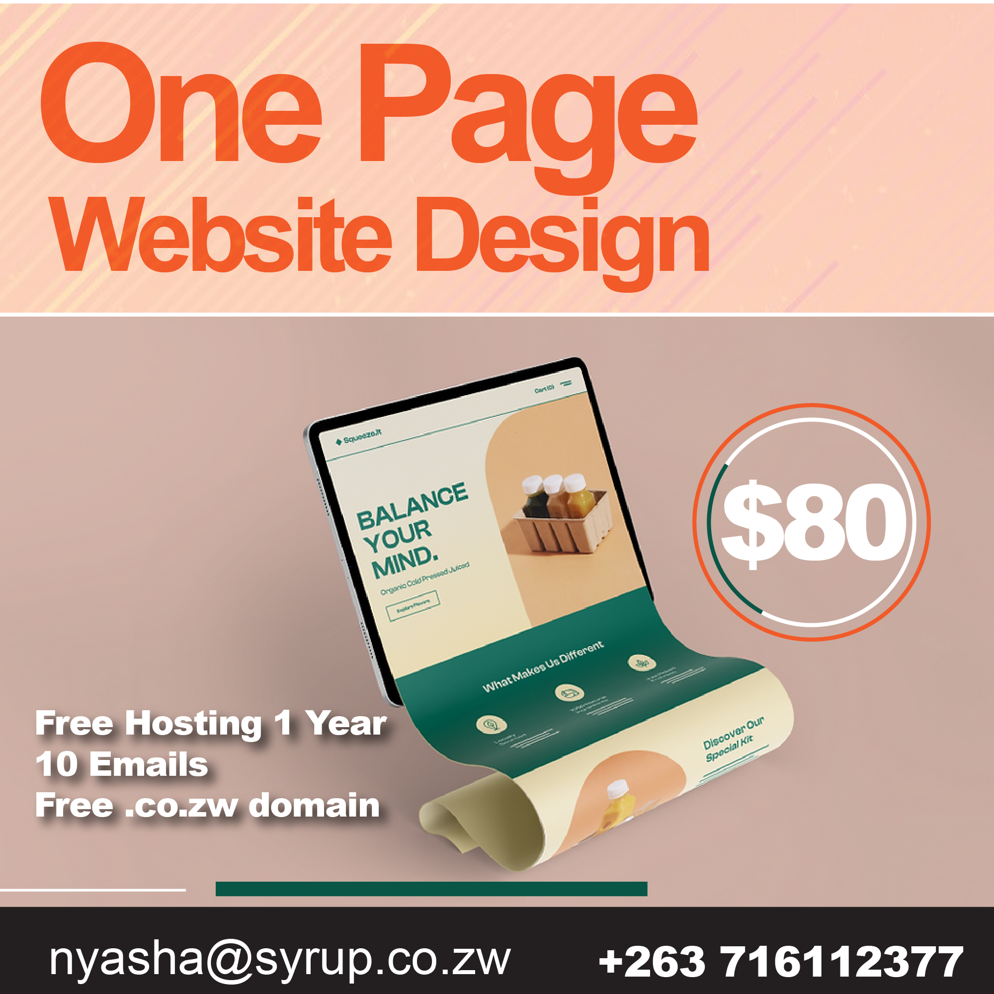 One page website design in Zimbabwe
